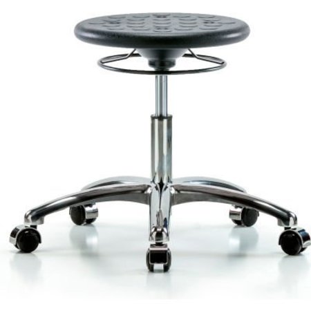 E COM Blue Ridge Ergonomics„¢ Cleanroom Stool with Casters - Desk Height - Black CLR-IPDHSO-CR-CC-BLK